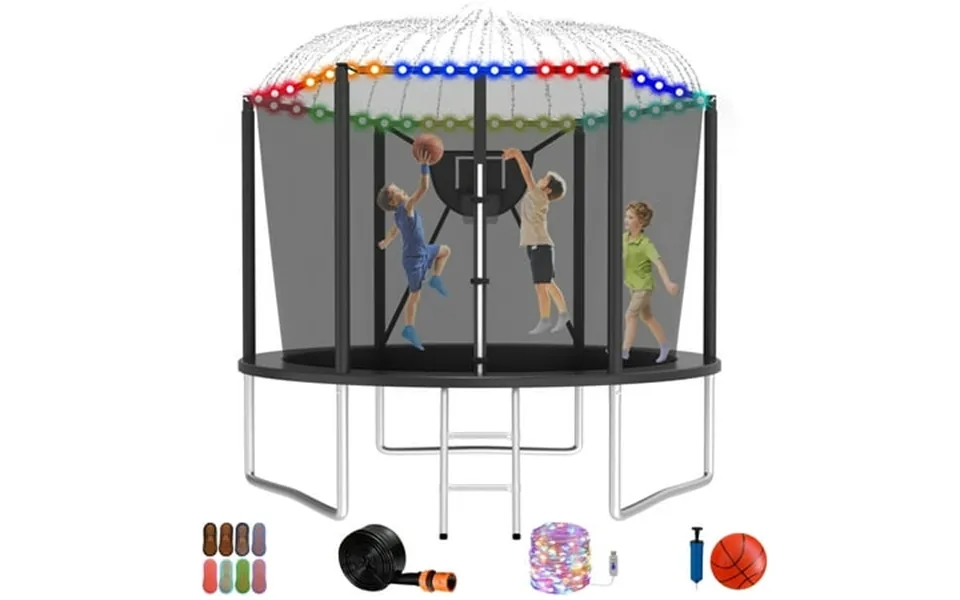 Jump Into Fun Trampoline 10ft 8 12 14 15 16ft Outdoor Trampoline For Kids And Adults With Enclosure And Basketball Hoop
