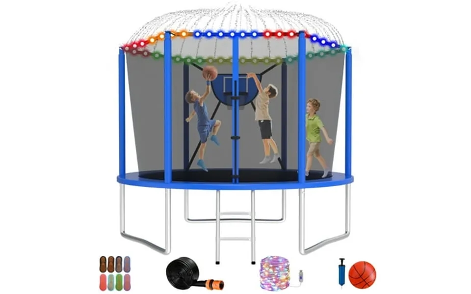 Jump Into Fun Trampoline 10ft 8 12 14 15 16ft Outdoor Trampoline For Kids And Adults With Enclosure And Basketball Hoop