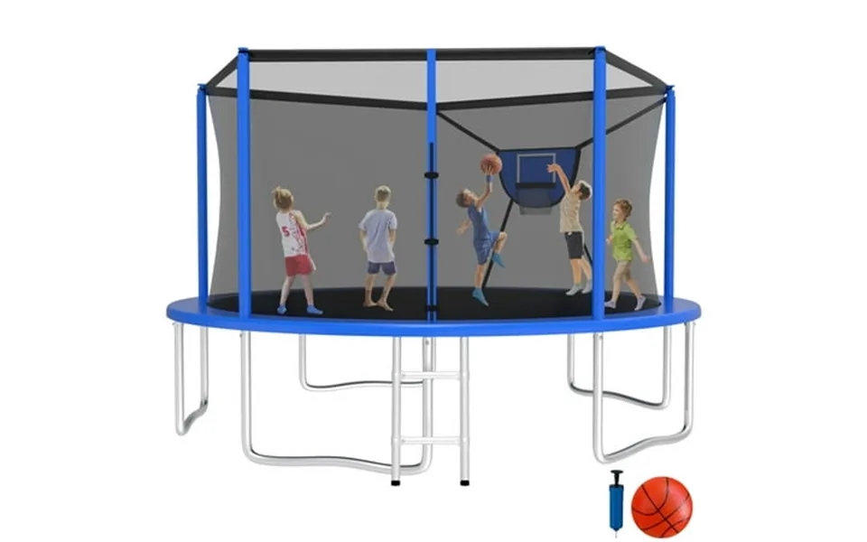 Jump Into Fun Trampoline 14ft 8 10 12 15 16ft Outdoor Trampoline For Kids And Adults With Enclosure And Basketball Hoop