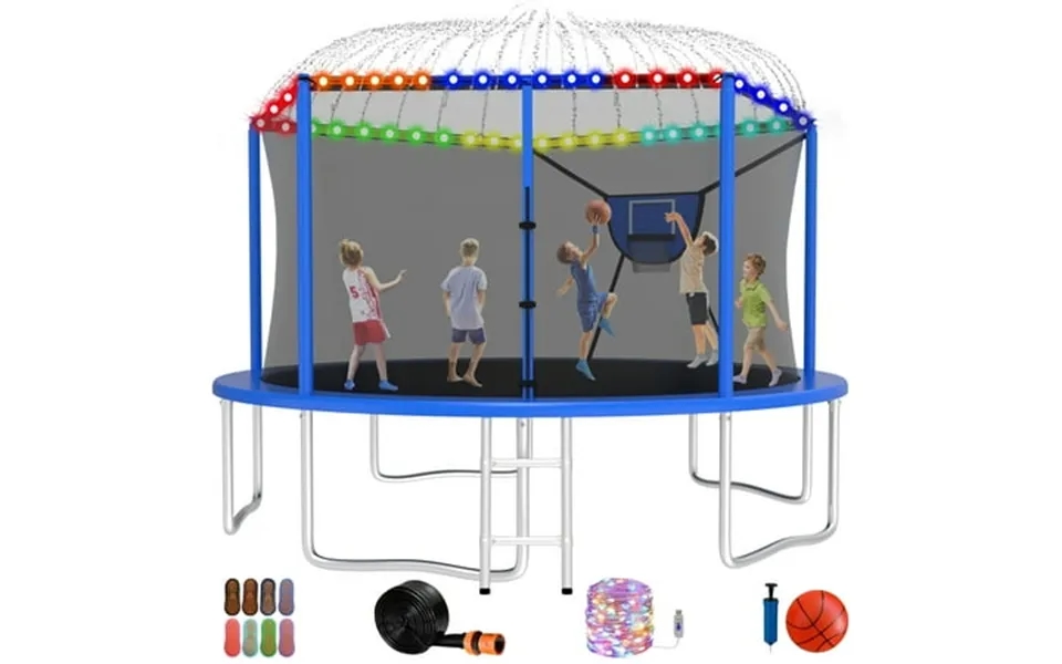 Jump Into Fun Trampoline 14ft 8 10 12 15 16ft Outdoor Trampoline For Kids And Adults With Enclosure And Basketball Hoop