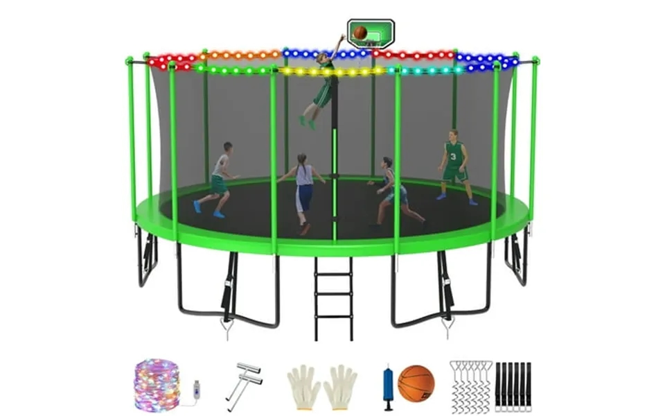 Jump Into Fun Trampoline 16ft 15ft 14ft 12ft 10ft 8ft For Adults 10 Kids 1500lbs Trampolines With Enclosure Led Light Ba