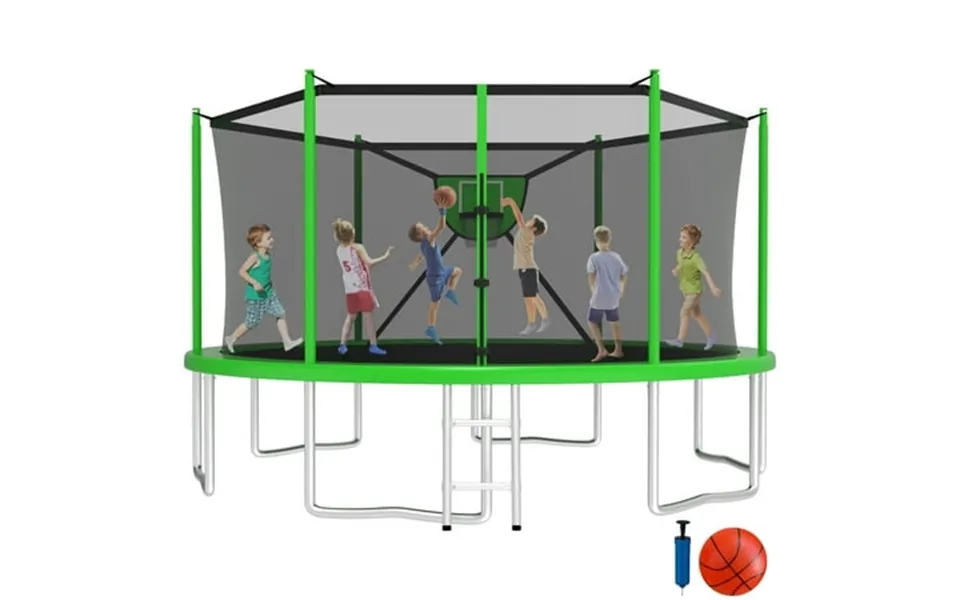 Jump Into Fun Trampoline 16ft 8 10 12 14 15 Ft Outdoor Trampoline For Kids And Adults With Enclosure And Basketball Hoop