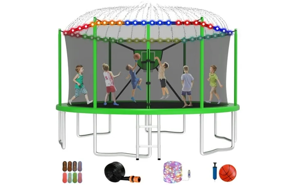 Jump Into Fun Trampoline 16ft 8 10 12 14 15ft Outdoor Trampoline For Kids And Adults With Enclosure And Basketball Hoop