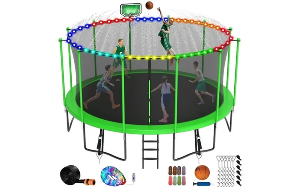 Jump Into Fun Trampoline 8 10 12 14 15 16ft 1500lbs Trampoline For Kids Adults Trampolines With Enclosure Basketball Hoo