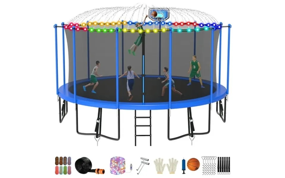 Jump Into Fun Trampoline 8ft 10ft 12ft 14ft 15ft 16ft Trampoline For Adults And Kids With Enclosure Basketball Hoop Wind