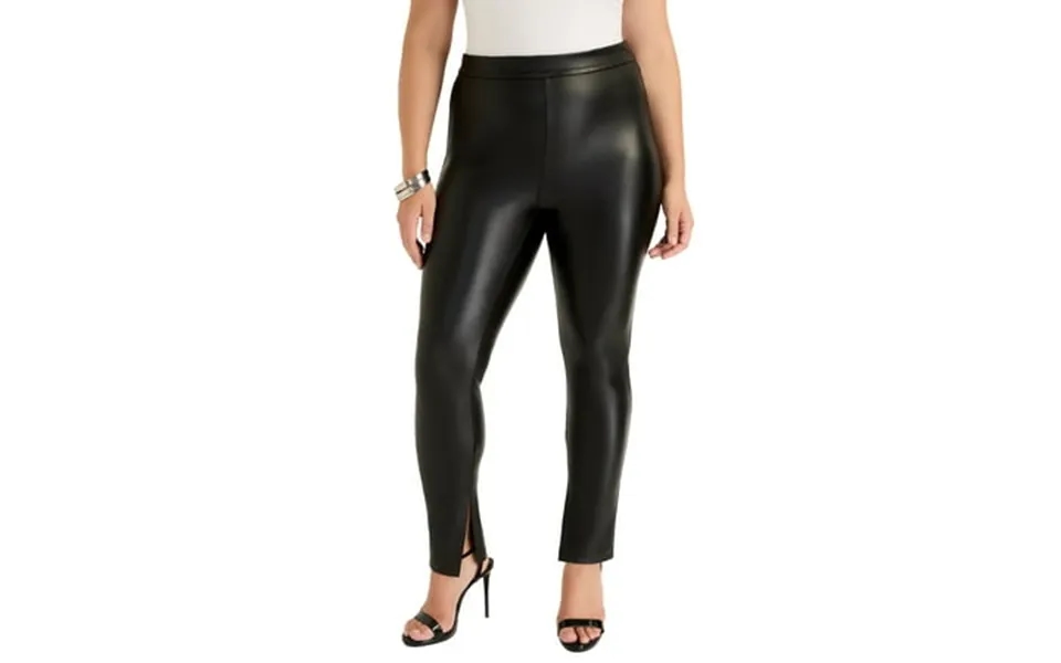 June Vie Women S Plus Size Split-hem Faux Leather Legging