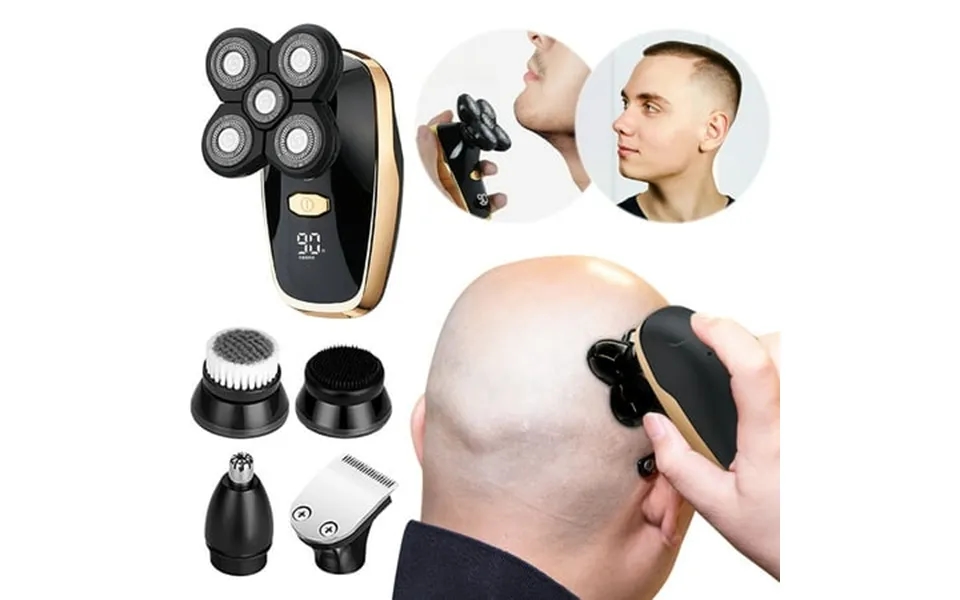 Junyeshi Head Shaver For Bald Men Five-blade Bald Head Shavers For Men Cordless Waterproof Wet Dry 5 Head Mens Electric
