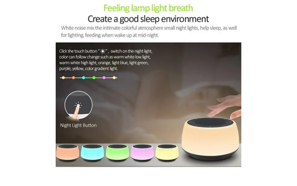 Junyeshi White Noise Machine Sleep Sound Machine With 16 Soothing Sounds 7 Colors Baby Night Full Tou-ch 5-speed Timer P