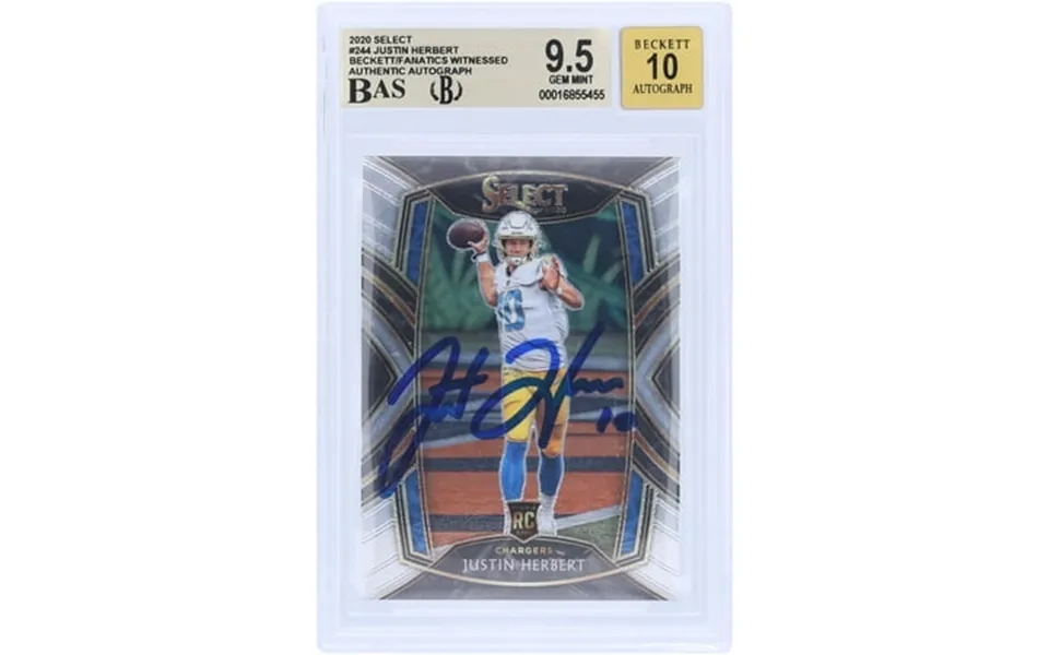 Justin Herbert Los Angeles Chargers Autographed 2020 Panini Select 244 Beckett Fanatics Witnessed Authenticated 9