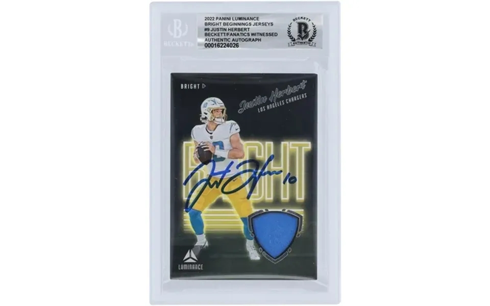 Justin Herbert Los Angeles Chargers Autographed 2022 Panini Luminance Relic Bbe-jhe Beckett Fanatics Witnessed Authentic