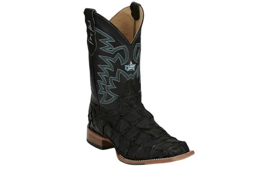 Justin Men S Ocean Front Exotic Pirarucu Western Boot Broad Square Toe Black 11 Ee Us