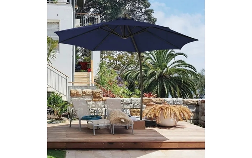 Justlet 12ft Curvy Cantilever Offset Hanging Market Patio Umbrella With Base Navy