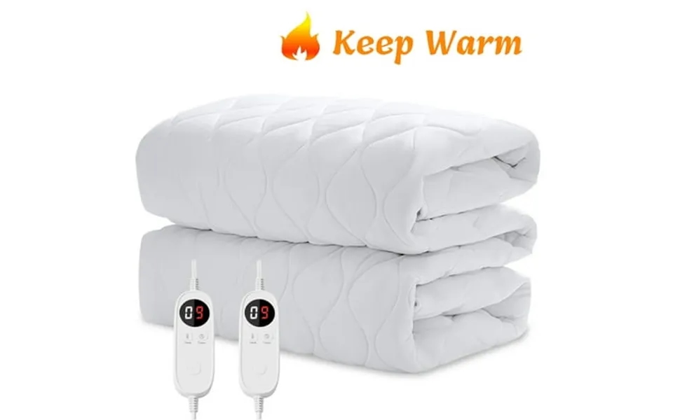 Justlet King Size Heated Mattress Pad Electric Bed Warmer With 9 Heat Setting Dual Controller & 1-9 Hours Auto Off White
