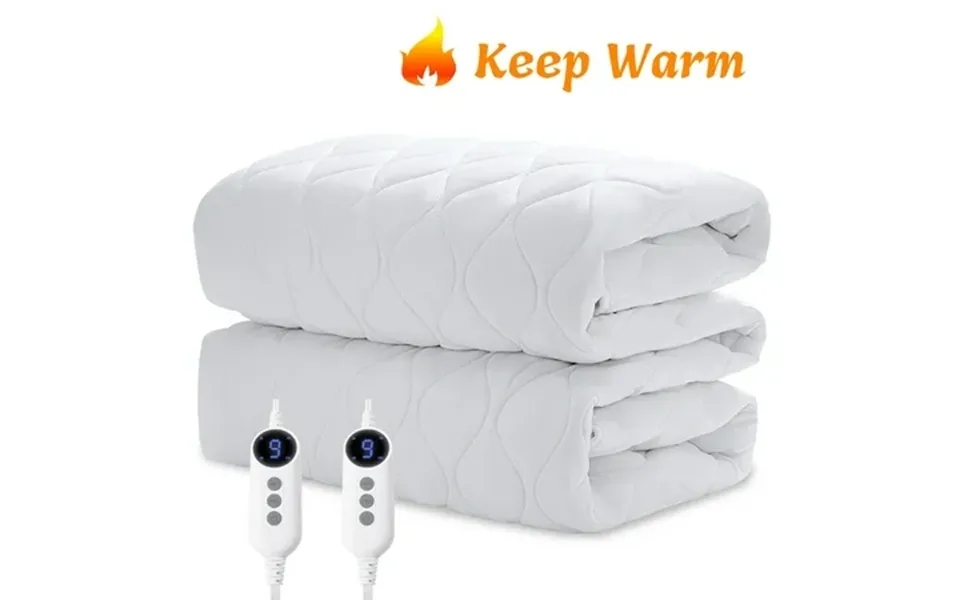 Justlet Queen Size Heated Mattress Pad Electric Bed Warmer With 9 Heat Setting Dual Controller & 2-10 Hours Auto Off Whi