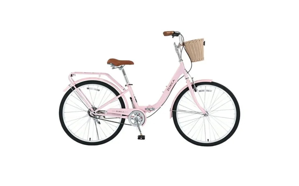 Juuar 26 Ladies Cruiser Bike Folding Womens Bicycle Comfort City Bike Commuter Bicycle With Basket For Adult Pink