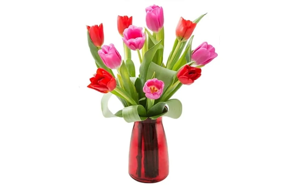Kabloom 10 Red And Pink Tulips In A Vase Next-day Delivery Gift For Every Occasion