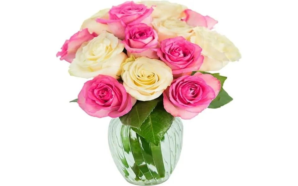 Kabloom Bouquet Of 12 Pink And White Roses With Vase Next-day Delivery Gift For Every Occasion