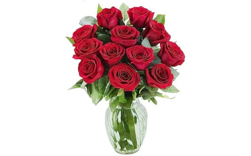 Kabloom Bouquet Of Fresh 18 Red Roses With Vase Next-day Delivery Gift For All Occasions