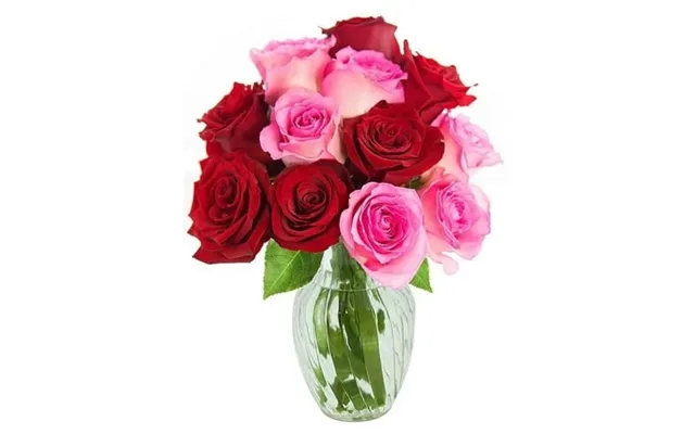 Kabloom Fall Collections-bouquet Of 18 Red And Pink Roses With Vase product image