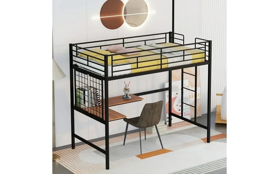 Kacho Loft Bed Twin Loft Bed With Desk For Metal Twin Bed Frame With Full-length Guardrail Ladder Ideal For Bedroom Dorm