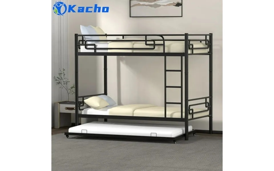 Kacho Metal Bunk Bed With Trundle Twin Over Twin Over Twin Bunk Bed Convertible Into 3 Twin Size Bed Heavy Duty Bunk Bed