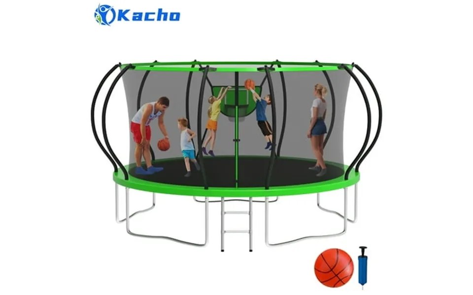 Kacho Trampoline 14ft 1400lbs Trampoline For Kids And Adults Trampoline With Enclosure Net 1 Ball Outdoor Trampoline Wit