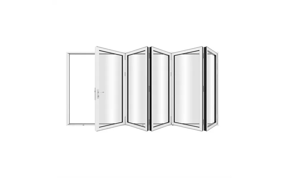 Kamic 168 X 80 5 Panels Aluminum Folding Door In White Folded Out From Left To Right