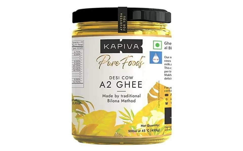 Kapiva A2 Cow Desi Ghee 500ml 100% Desi Gir Cow Ghee A2 Milk Certified Ghee Vedic Bilona Method Curd-churned Pure Natura