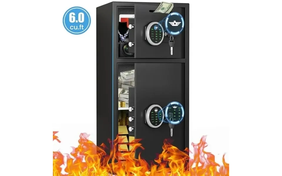 Karbeen 6.0 Cu Ft Large Safe Box Fireproof Digital Keypad Home Safe With Deposit Slot & Dual Alarm System Money Safe Wit