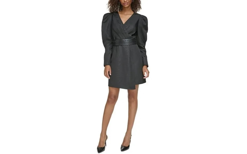 Karl Lagerfeld Paris Womens Puff Sleeve Mini Wrap Dress