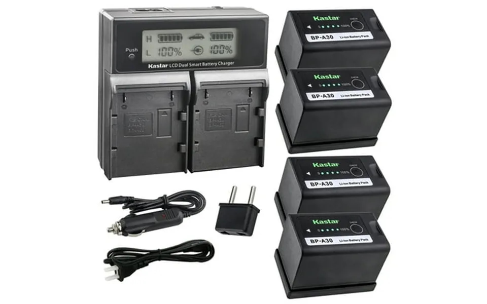 Kastar 4-pack Bp-a30 Battery And Ac Lcd Dual Fast Charger Compatible With Canon Eos C300 Mark Iii Digital Cinema Camera