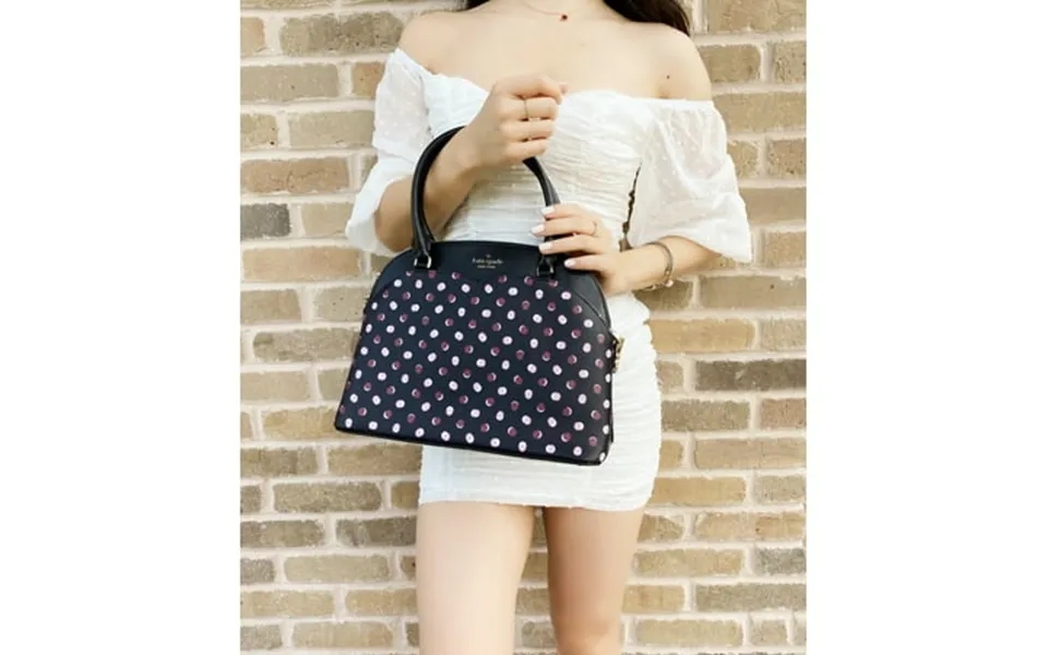 Kate Spade Payton Medium Dome Zip Satchel Crossbody Black Fiesta Polka Dot