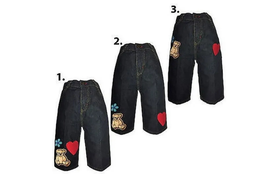 Kaylee Firefly Infant Baby Girl Toddler Denim Woven Jeans With Teddy Bear 12m-3t