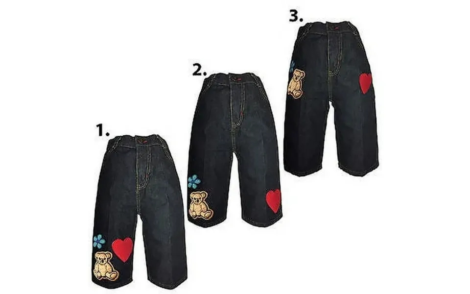 Kaylee Firefly Infant Baby Girl Toddler Denim Woven Jeans With Teddy Bear 12m-3t