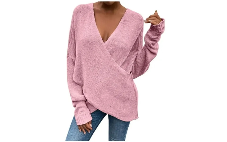 Kbkybuyz Fall Clothes For Women 2022 Stylish Women Solid Color Long Sleeve Pullove V-neck Shirt Sweater Tops Basic Comfo