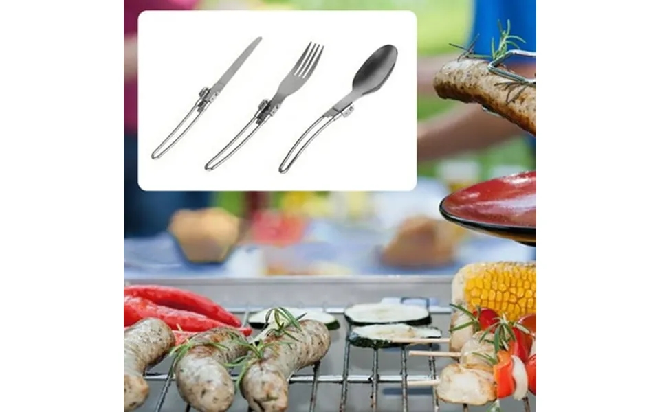 Kcgynp Stainless Steel Folding Cutlery Set Clearance Knife Fork Spoon 3 Piece For Camping Picnic Hiking Space Saving Dur