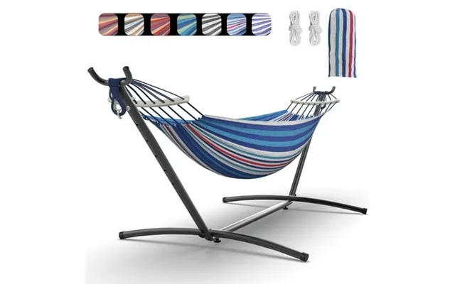 Keestp Comfortable 2 Person Hammock With Stand Portable Detachable Brazilian Hammock 450lb Capacity - Fine Blue product image