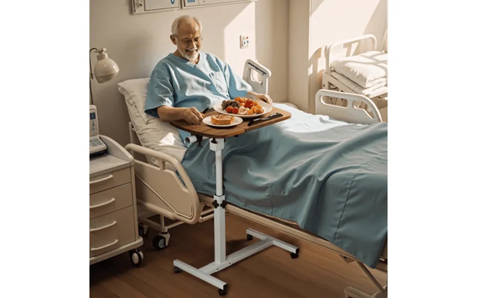 Kekoy Adjustable Overbed Bedside Table With Wheels Rolling Laptop Side Tilt Table With Adjustable Height For Hospital An