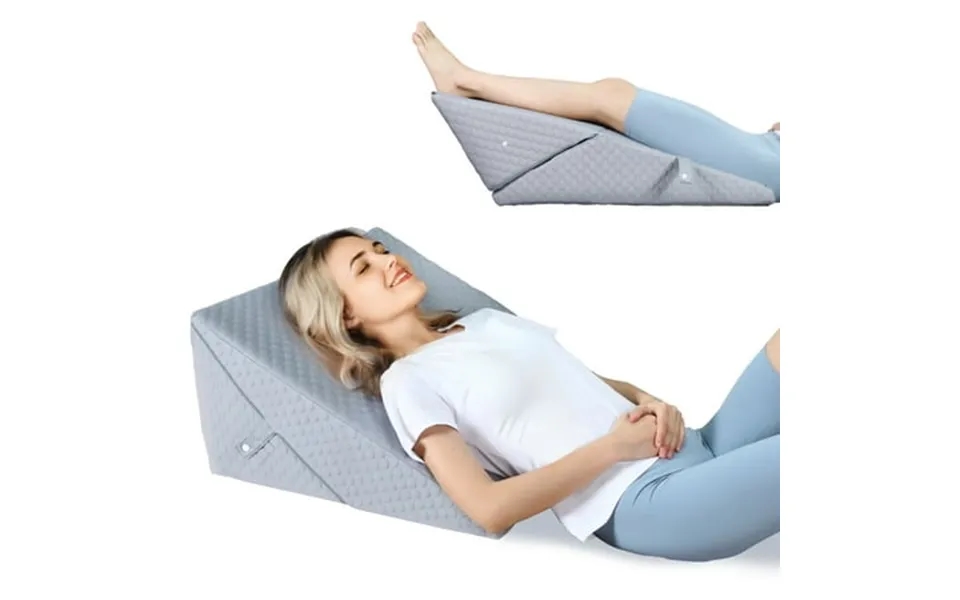 Kekoy Bed Wedge Pillow For Sleeping Adjustable Height To 9-12 Inches Memory Foam Pillows With Washable Cover Gray