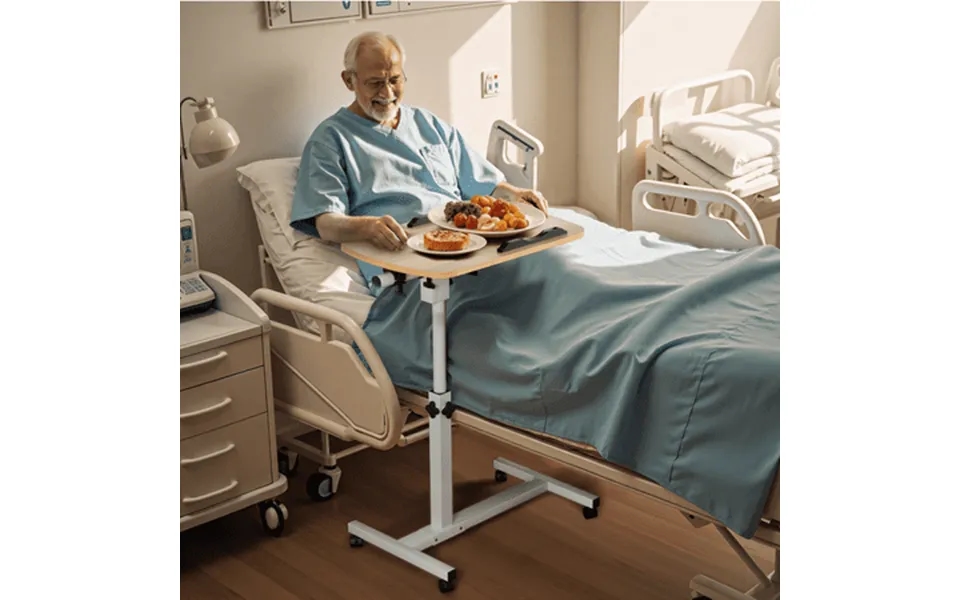 Kekoy Overbed Bedside Table With Wheels Adjustable Height Hospital Table Rolling Laptop Side Tilt Desk For Hospital And