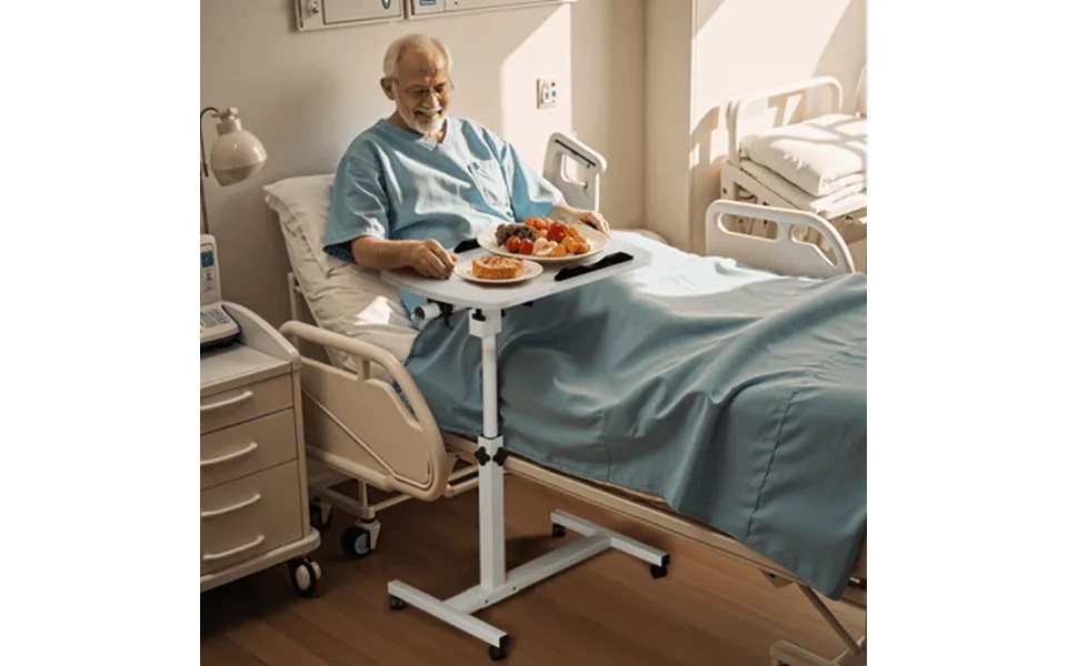 Kekoy Overbed Table Hospital Table With Wheels Adjustable Height Rolling Laptop Side Tilt Tables Adjustable Over The Bed