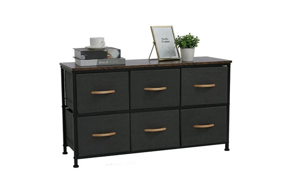 Kepooman 6-drawer Collapsible Fabric Dresser Dark Gray 35.4 X 11