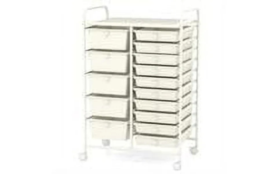 Kepooman File Cabinet Office File Cabinet 15-drawer Utility Rolling Organizer Cart Multi-use Storage-white
