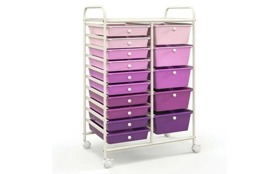Kepooman Storage Cart Mobile Shelving Unit 15-drawer Utility Rolling Organizer Cart Multi-use Storage-purple