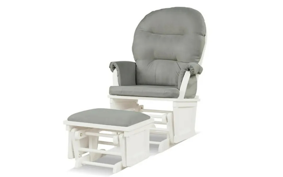 Kepooman Wood Baby Glider And Ottoman Cushion Set With Padded Armrests For Nursing-light Gray
