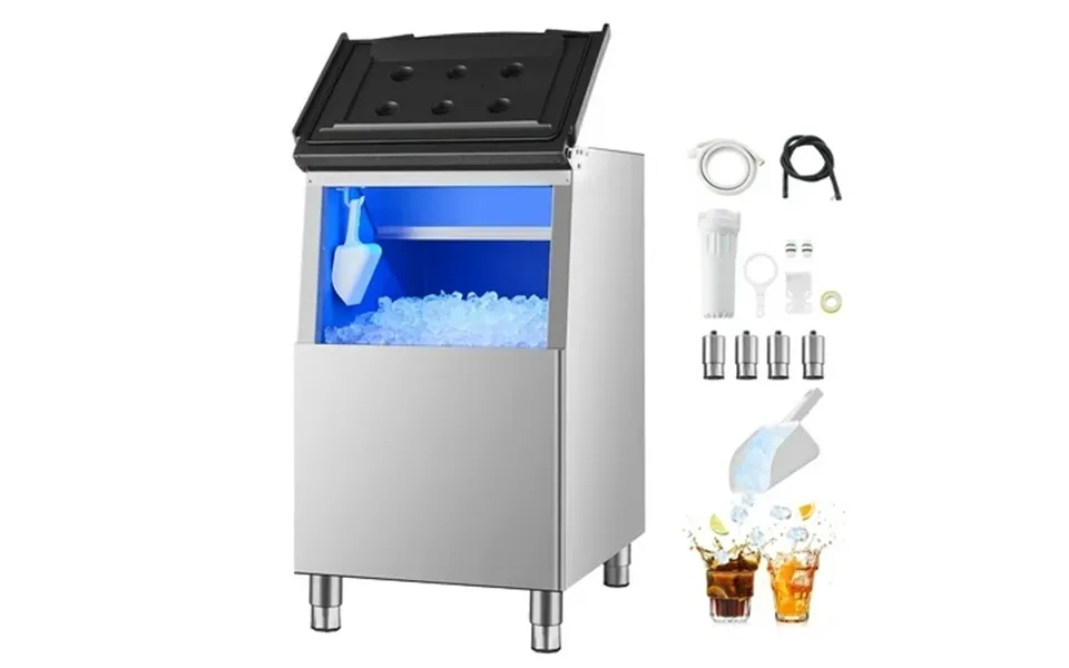 Kffkff 250lbs 24h Commercial Ice Maker Storage Bins Stainless Steel Anti-slip Rubber Feet Storage Bins Only