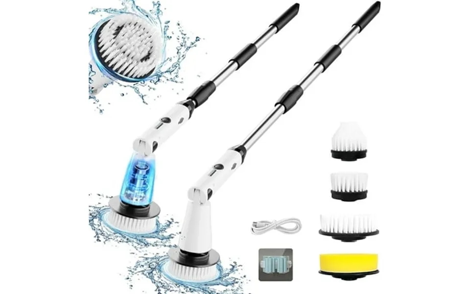 Kibhous Electric Spin Scrubber With 3 Replaceable Brush Heads Adjustable Extension Arm