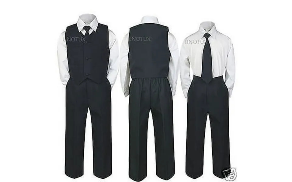 Kid Teen Baby Toddler Boy Wedding Easter Recital Formal Vest Suit Black Sz S-20