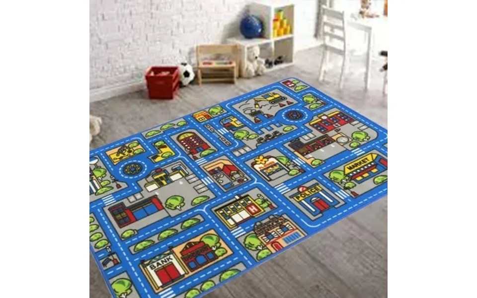 Kids Car Road Rugs City Map Play Mat For Classroom Baby Room Non-slip Rubber Back