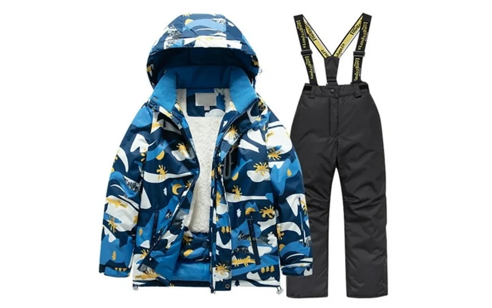 Kids Lined Ski Jacket Pants Set Windbroof Snowboarding Rain Coats Girls Boys Winter Warm Snow Suits Lovely Outwear
